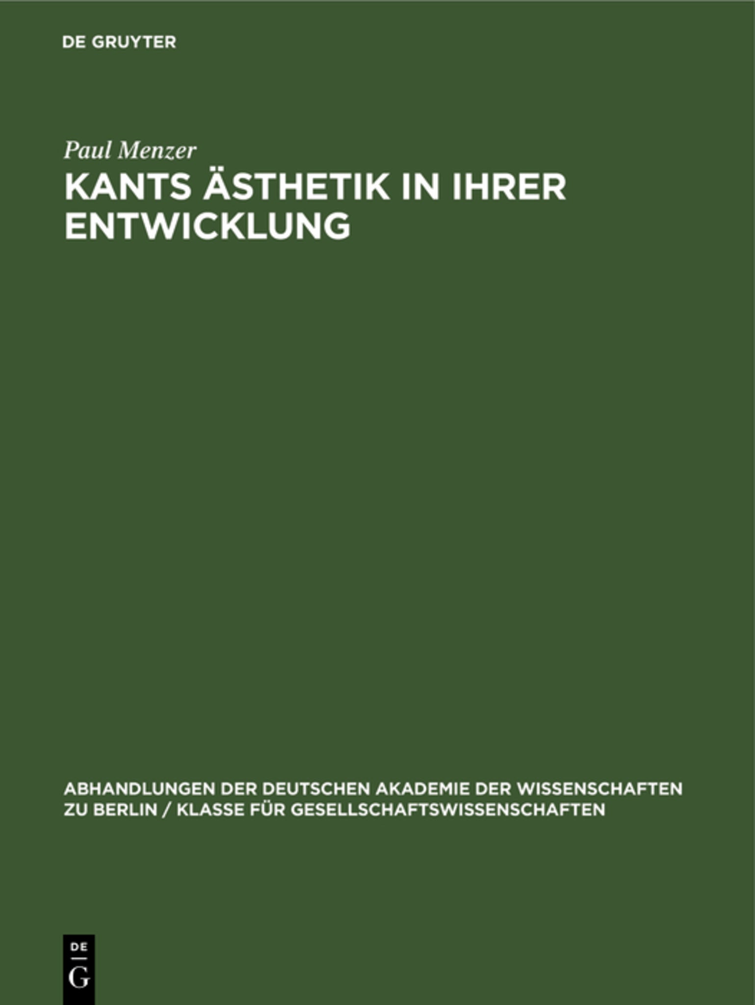 Kants Ästhetik in ihrer Entwicklung