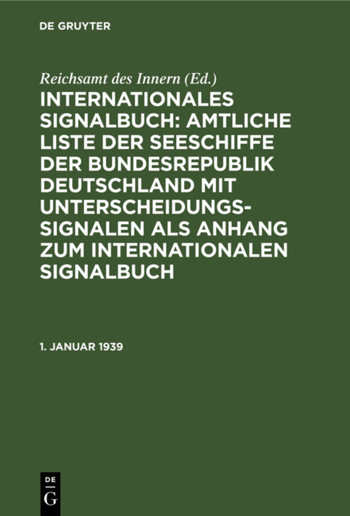 Cover image for 1. Januar 1939 ISBN 9783112412497