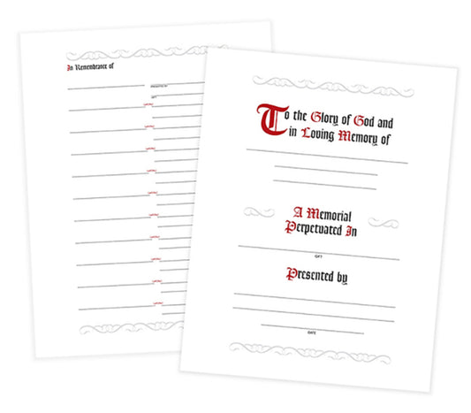 In Remembrance Register Refill Pages