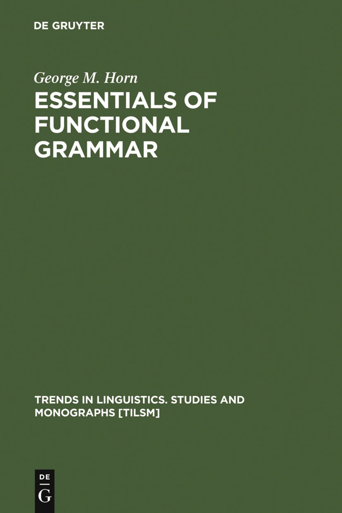 Cover image for Essentials of Functional Grammar ISBN 9783110112863
