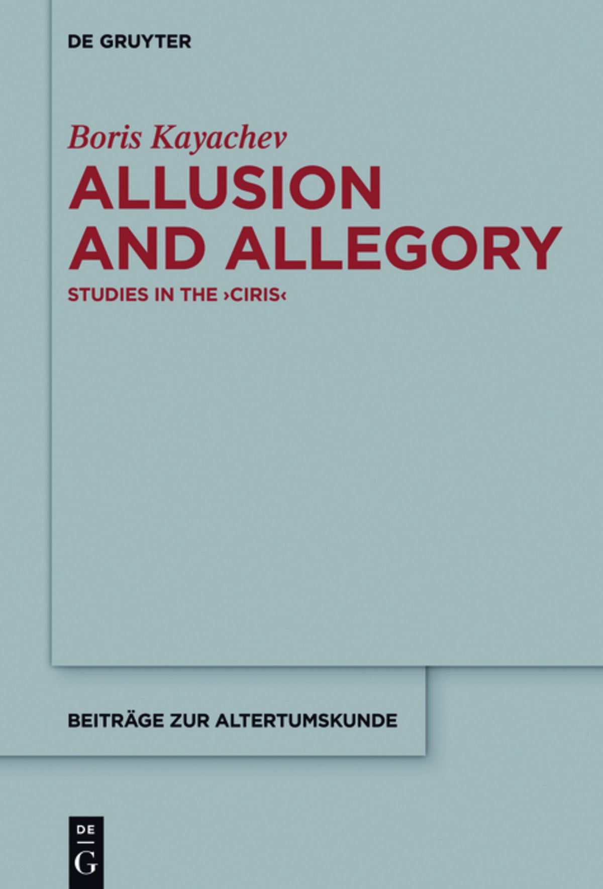 Cover image for Allusion and Allegory ISBN 9783110446814