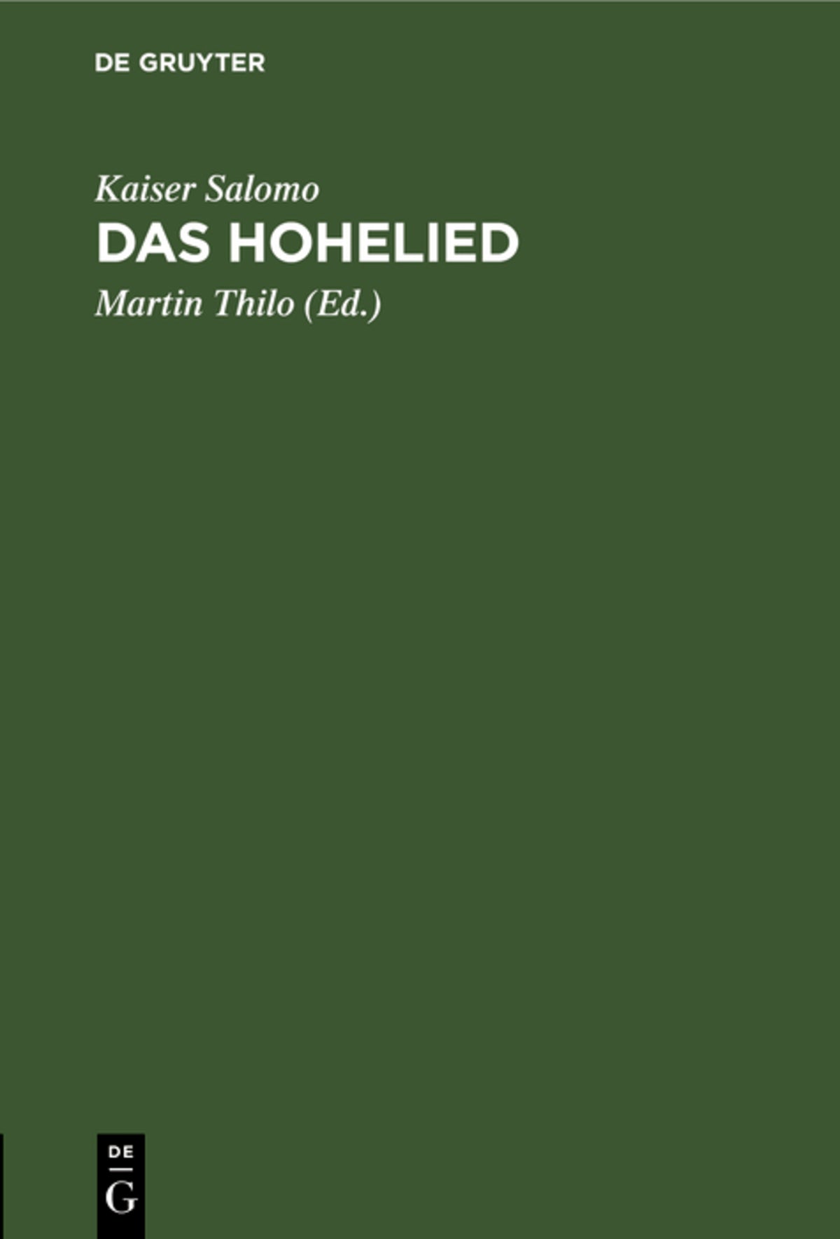 Cover image for Das Hohelied ISBN 9783111269429