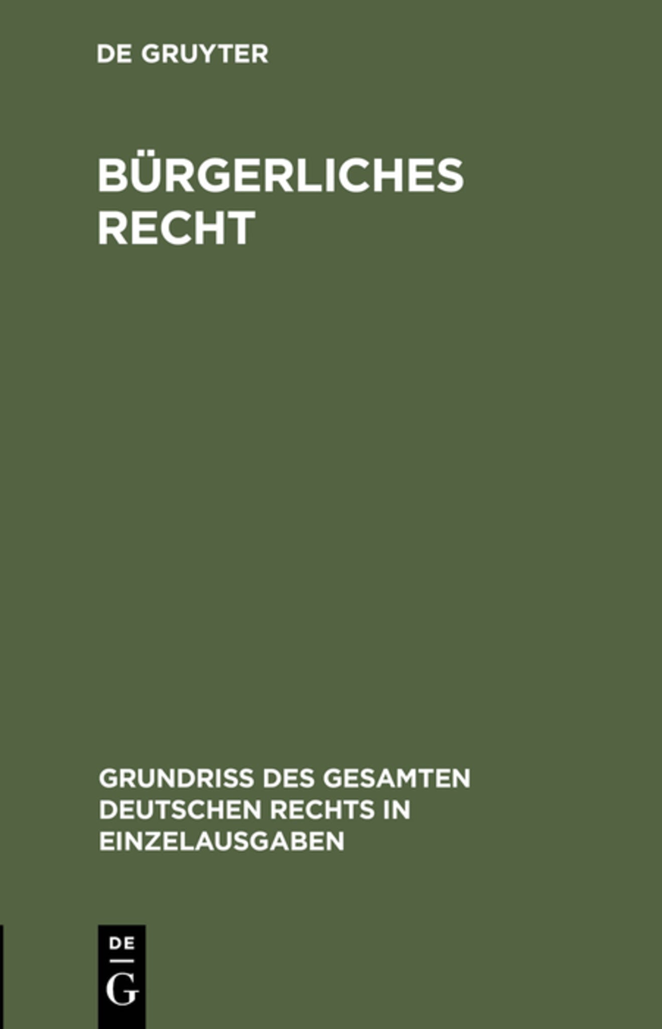 Cover image for Bürgerliches Recht ISBN 9783111169637