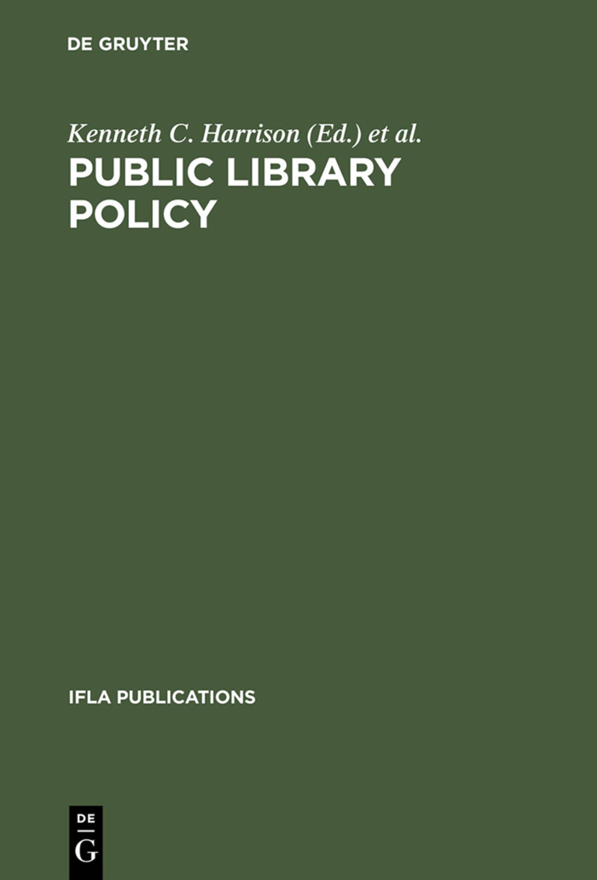 Cover image for Public Library Policy ISBN 9783598203800