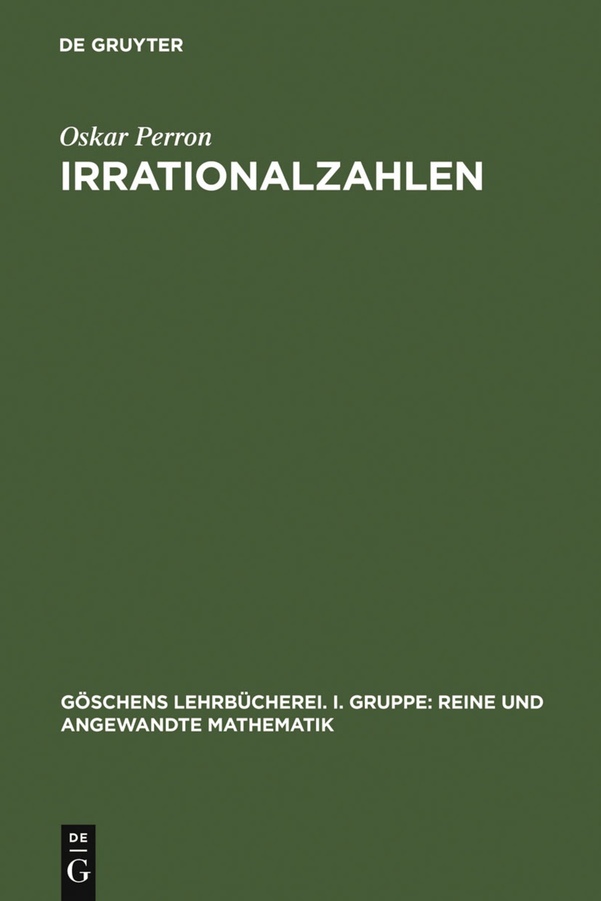Cover image for Irrationalzahlen ISBN 9783110029307