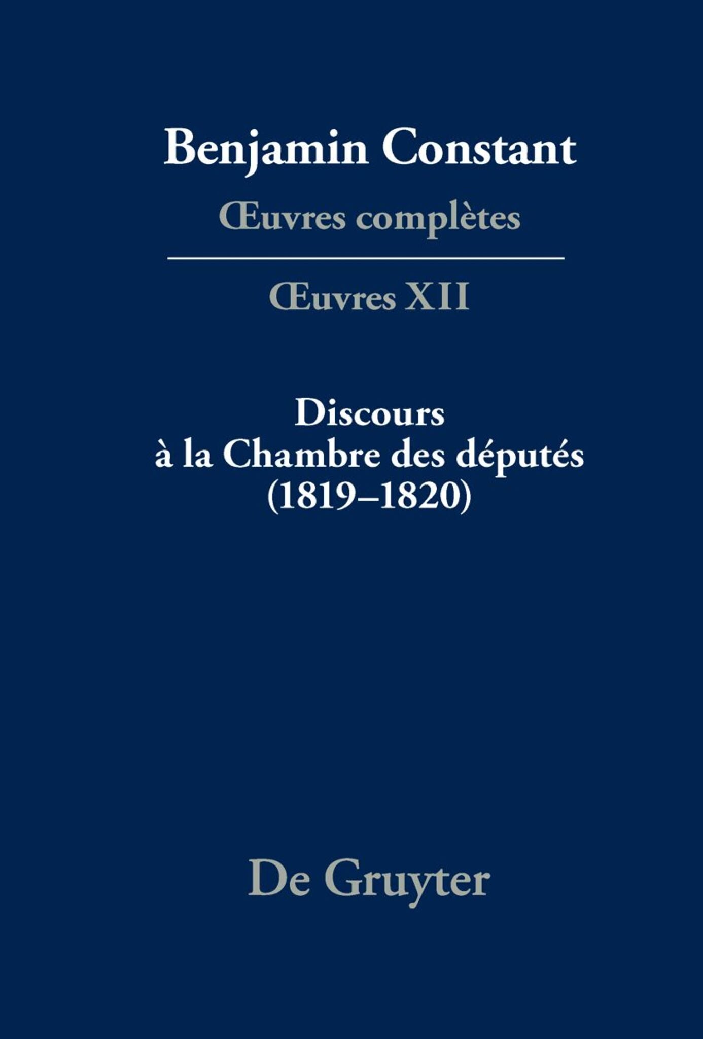 Cover image for Discours à la Chambre des députés (1819–1820) ISBN 9783111022208