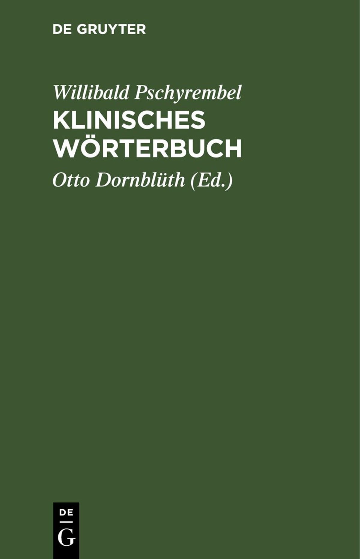 Cover image for Klinisches Wörterbuch ISBN 9783112412152