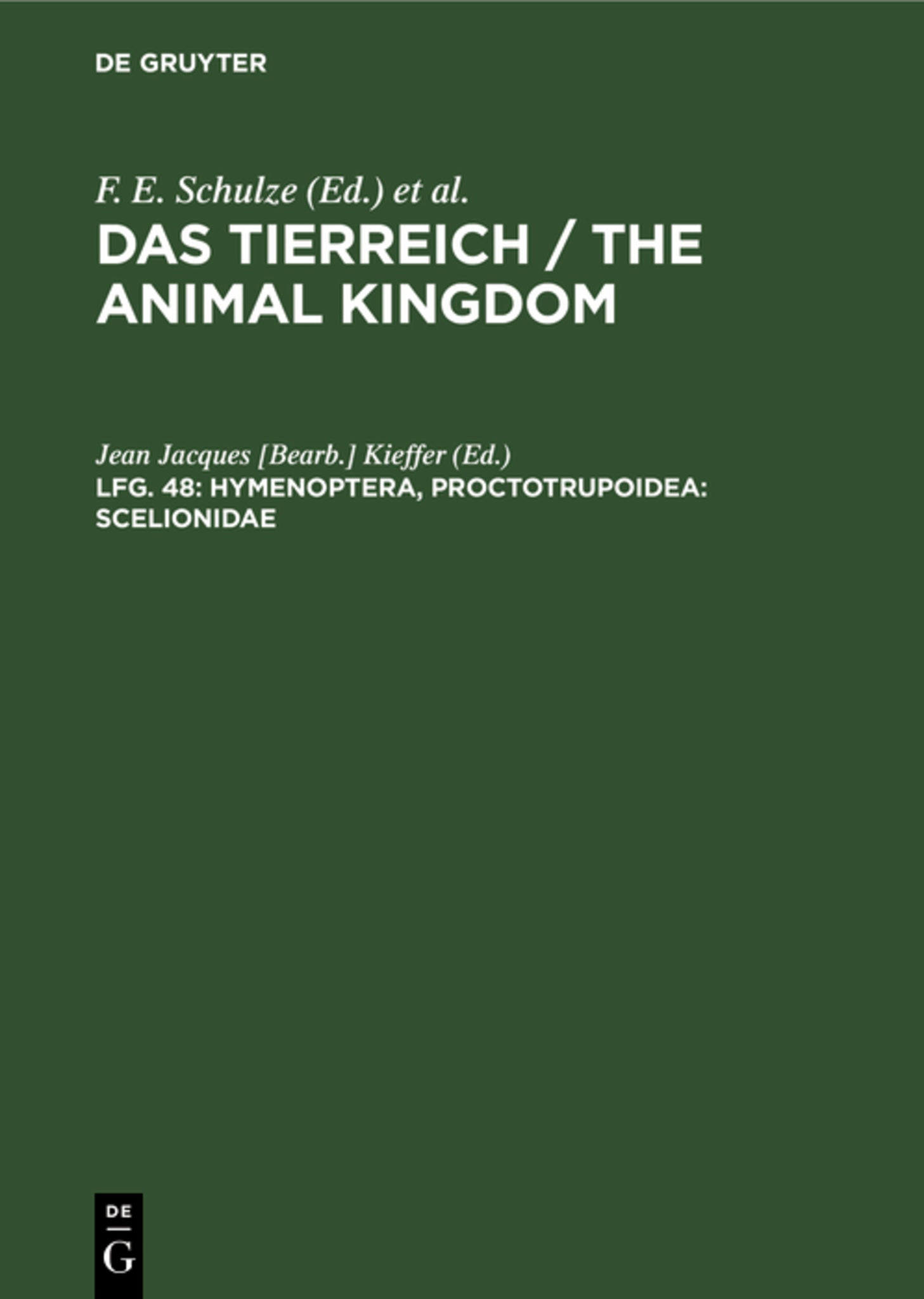 Cover image for Hymenoptera, Proctotrupoidea: Scelionidae ISBN 9783111067421