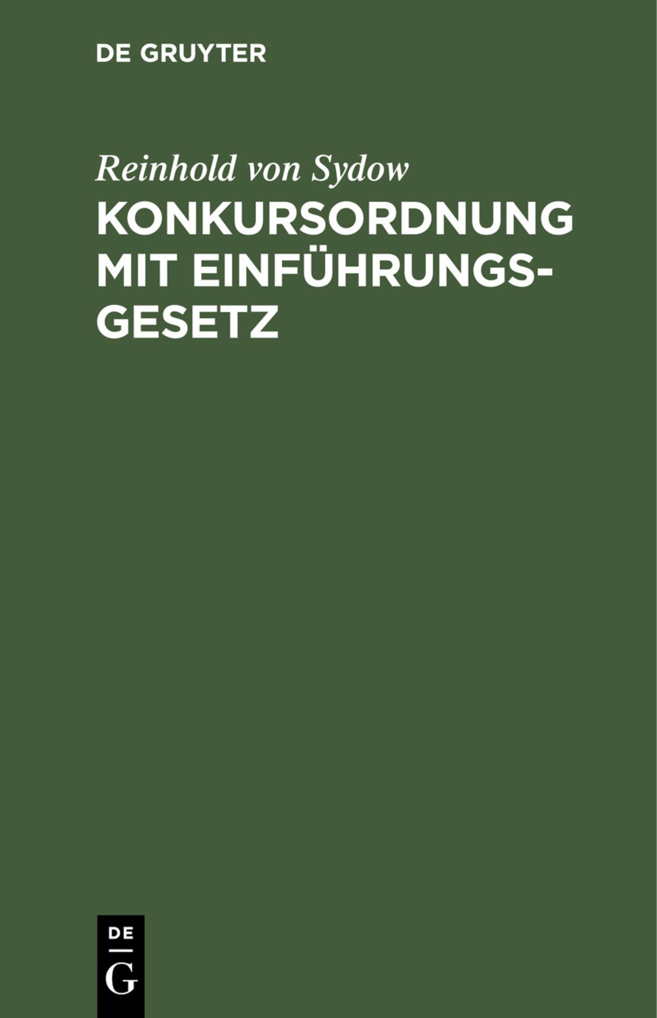 Konkursordnung mit Einführungsgesetz