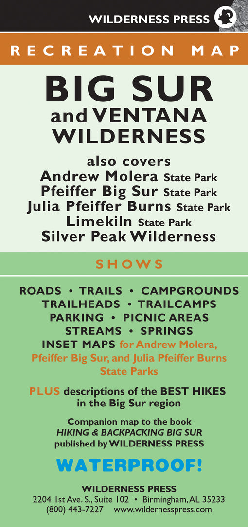 Big Sur and Ventana Wilderness Recreation Map