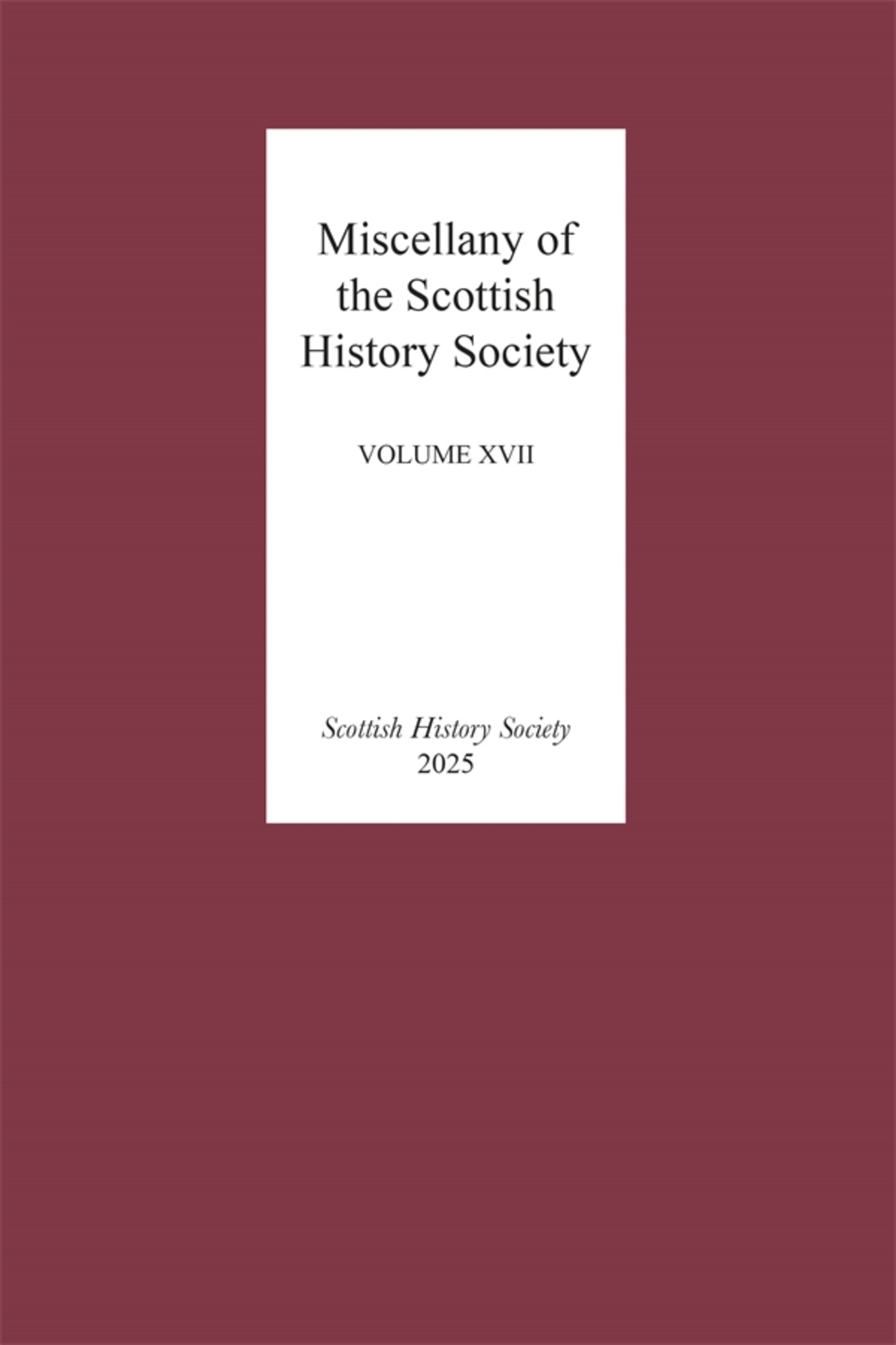 Cover image for Miscellany XVII ISBN 9780906245514