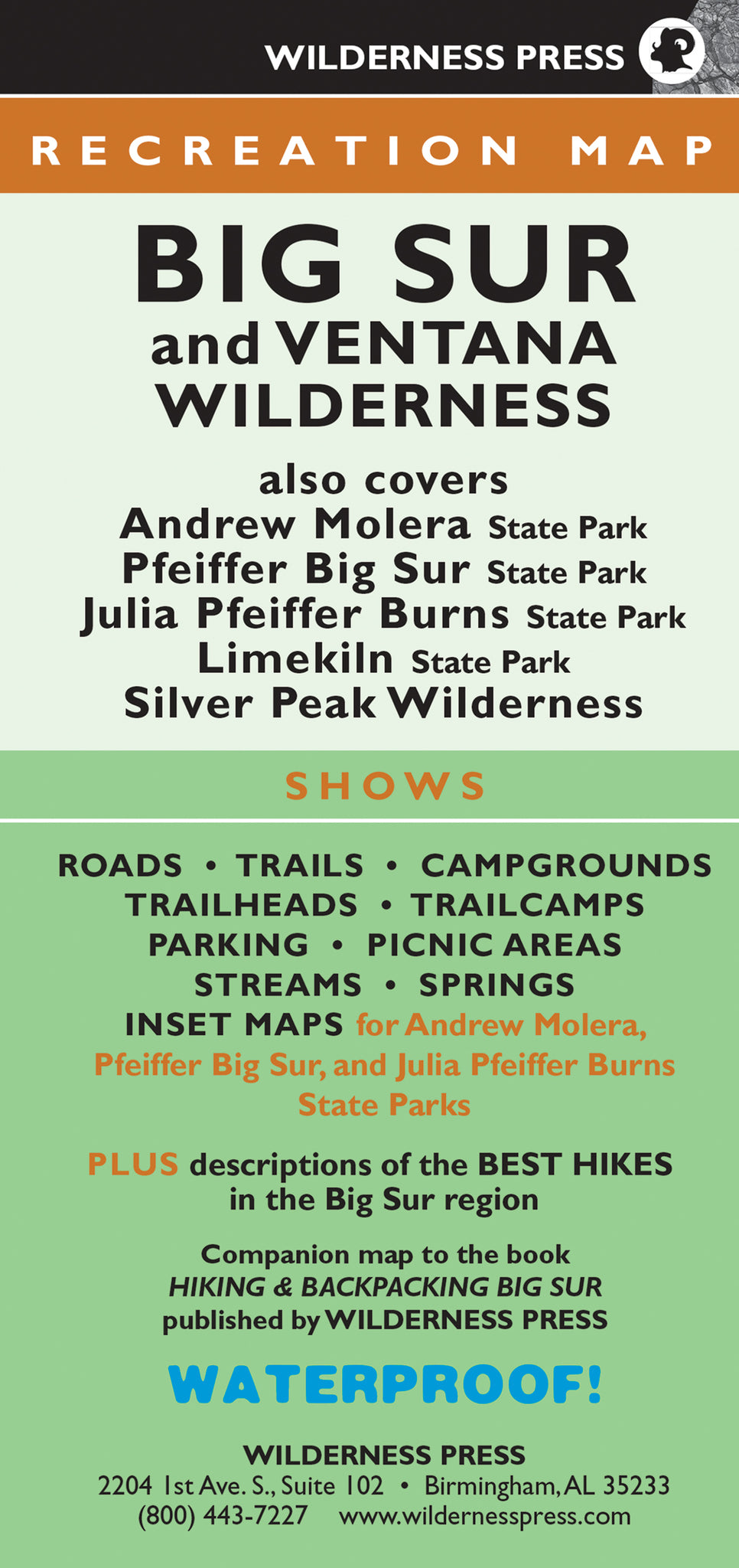 Big Sur and Ventana Wilderness Recreation Map