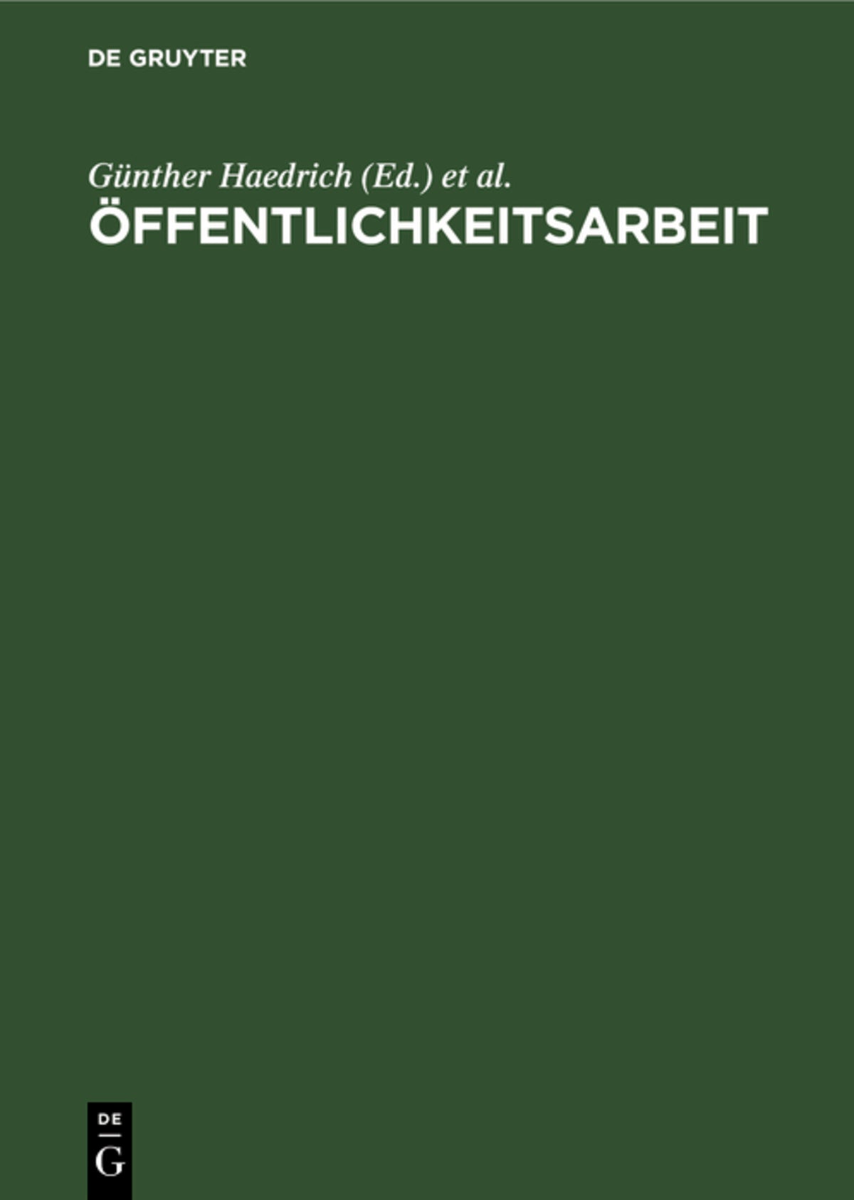 Cover image for Öffentlichkeitsarbeit ISBN 9783110080209