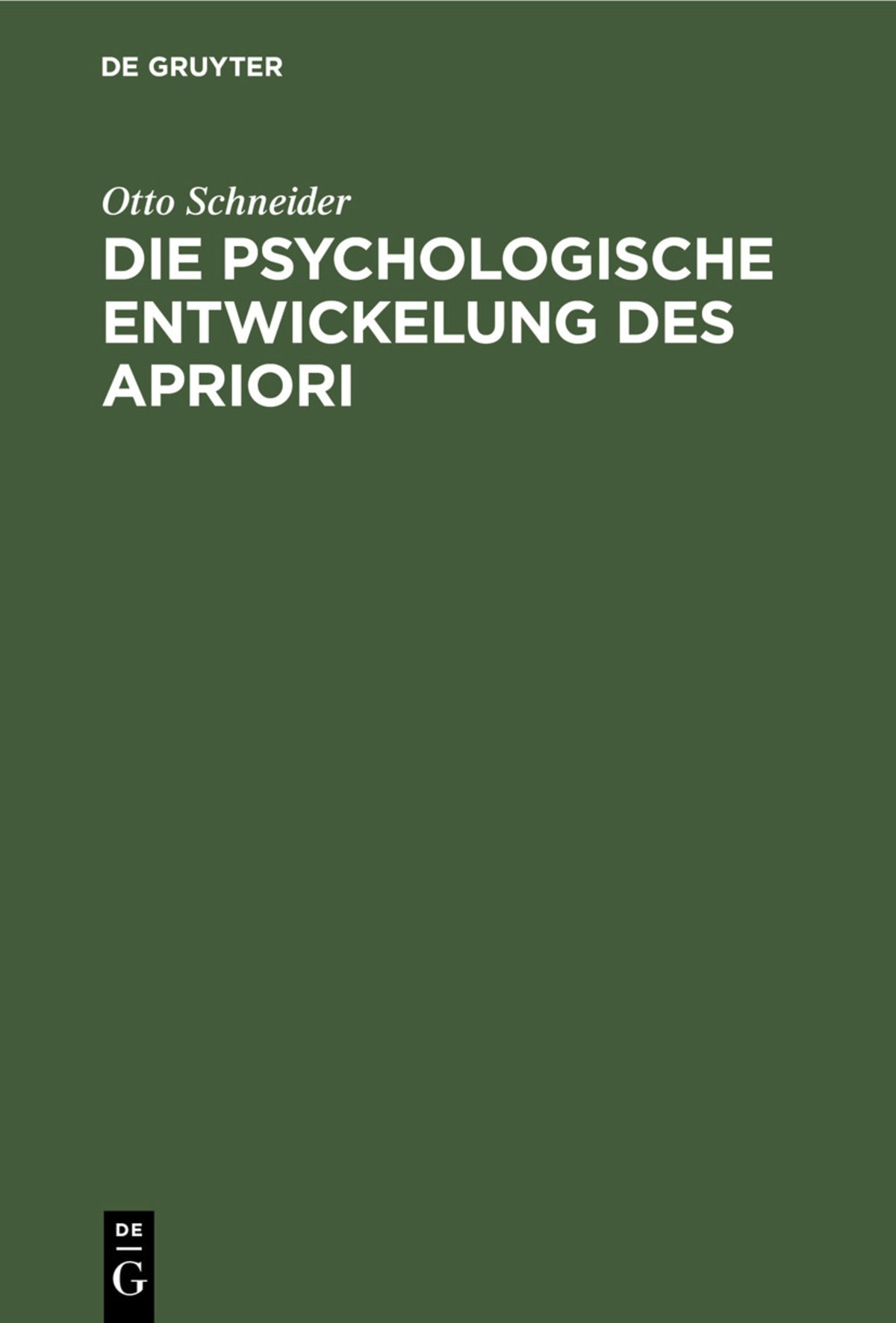 Cover image for Die psychologische Entwickelung des Apriori ISBN 9783112452332