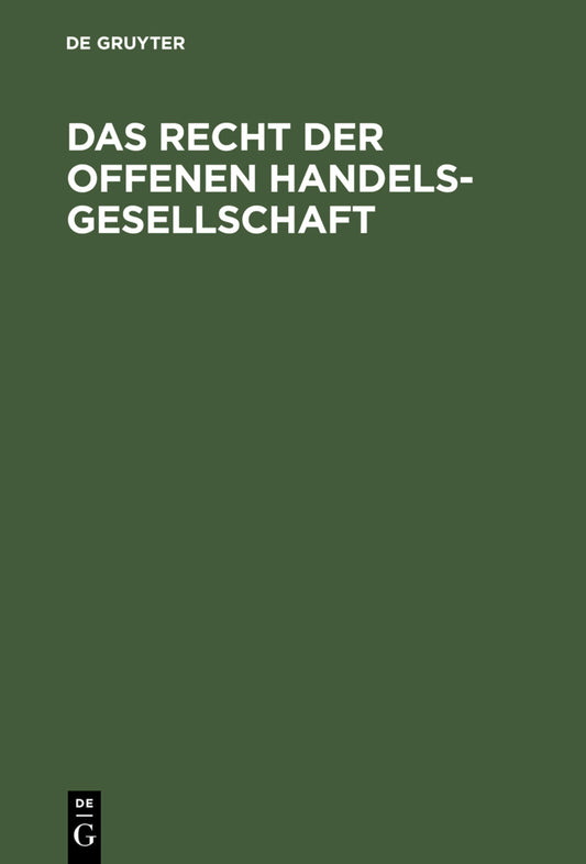 Das Recht der Offenen Handelsgesellschaft