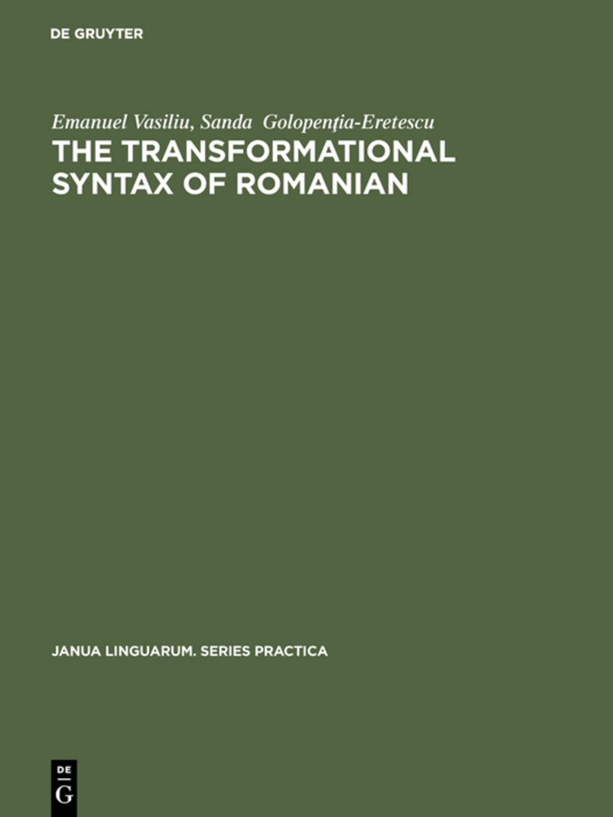 Cover image for The transformational syntax of Romanian ISBN 9783110995633