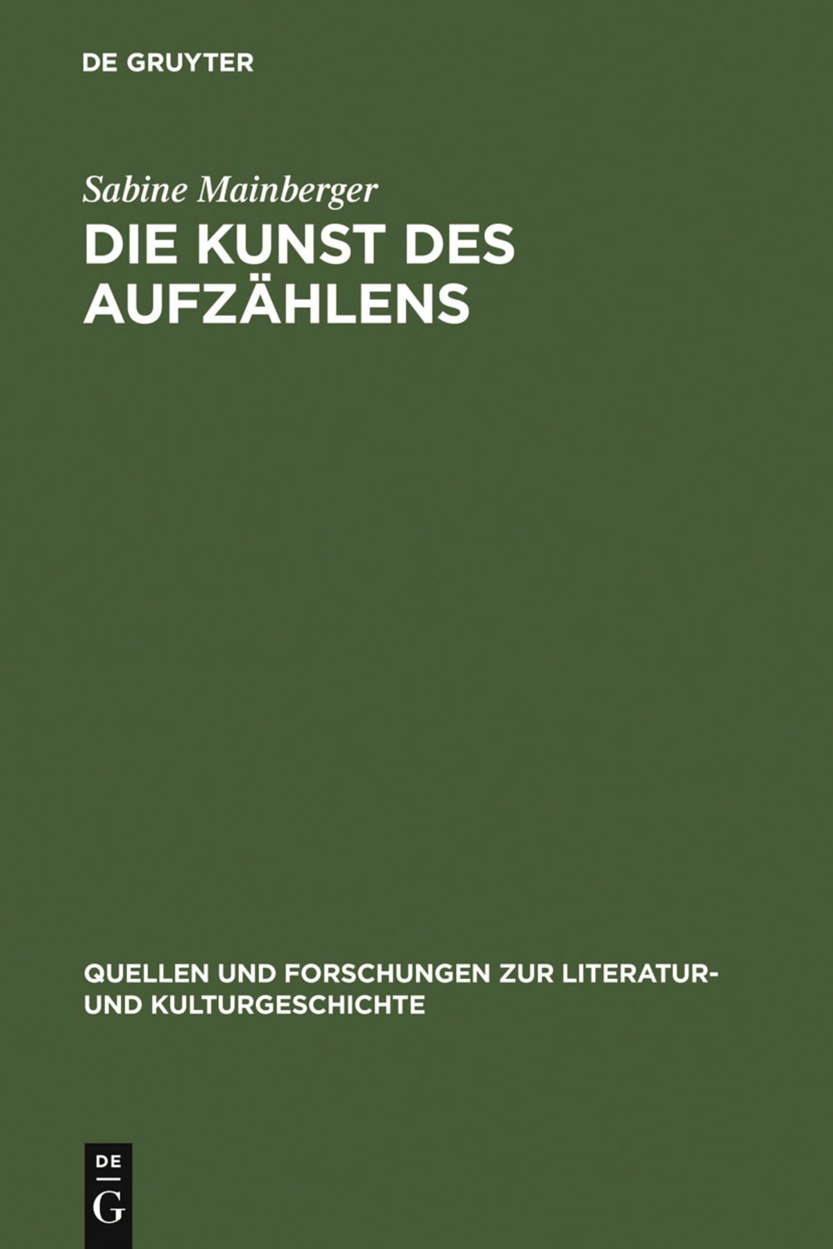Cover image for Die Kunst des Aufzählens ISBN 9783110172461