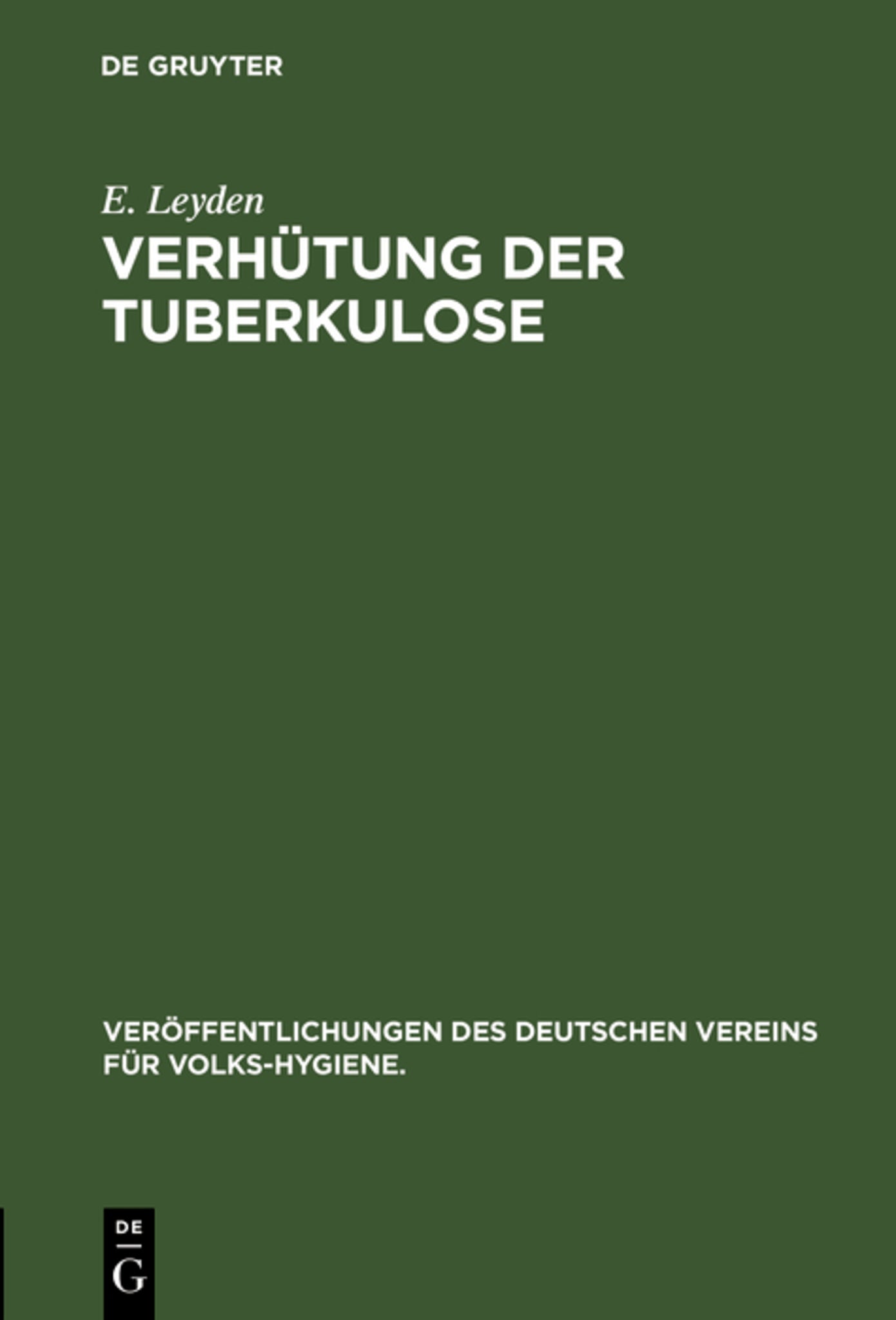 Cover image for Verhütung der Tuberkulose ISBN 9783486734072