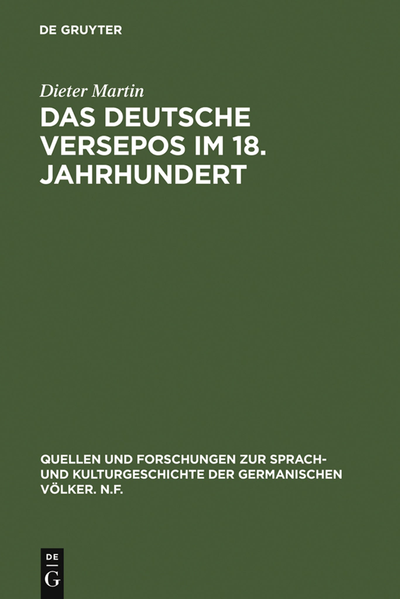 Das deutsche Versepos im 18. Jahrhundert