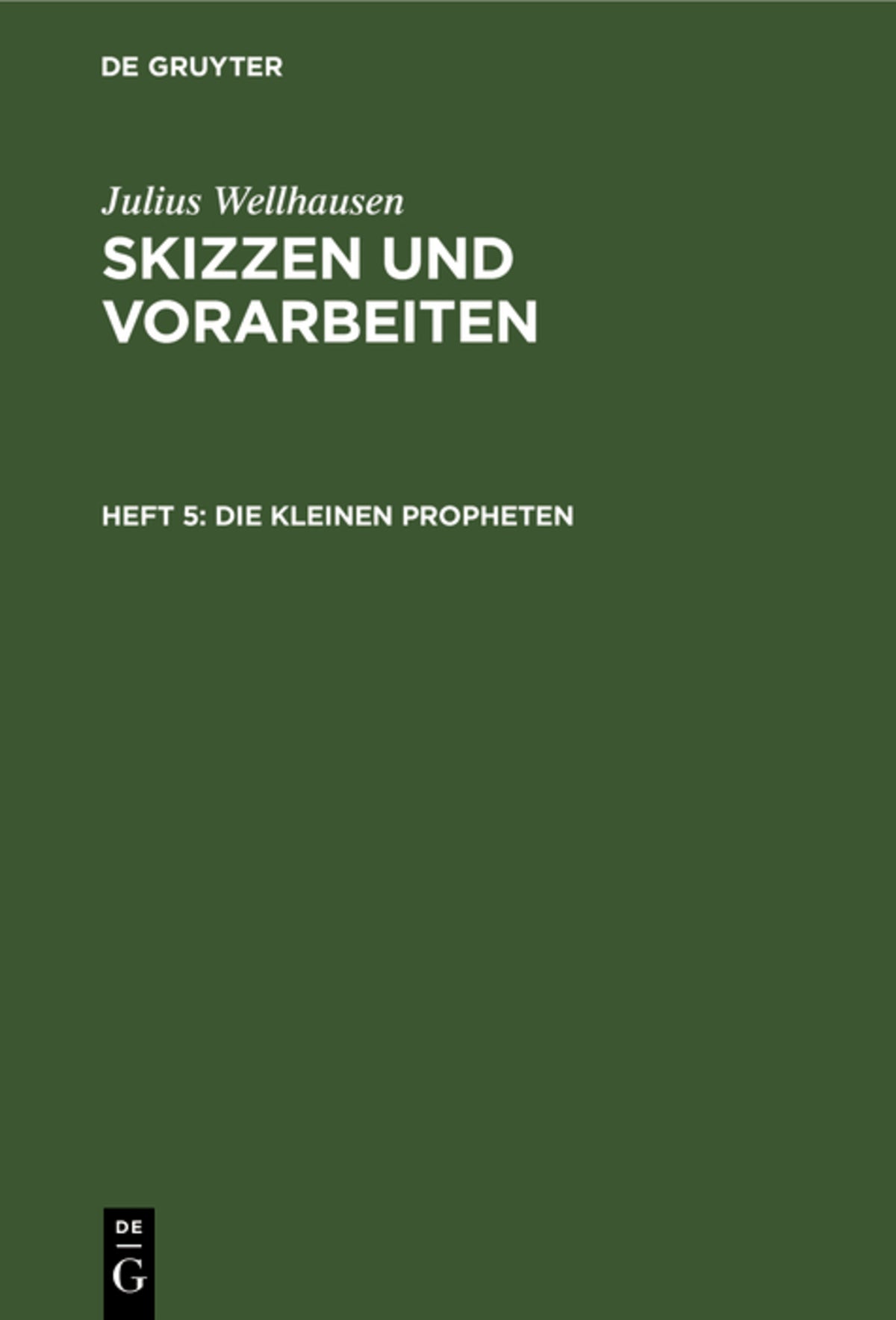 Cover image for Die kleinen Propheten ISBN 9783111074900