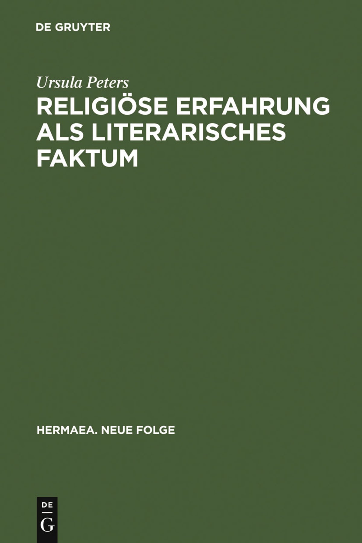 Cover image for Religiöse Erfahrung als literarisches Faktum ISBN 9783484150560