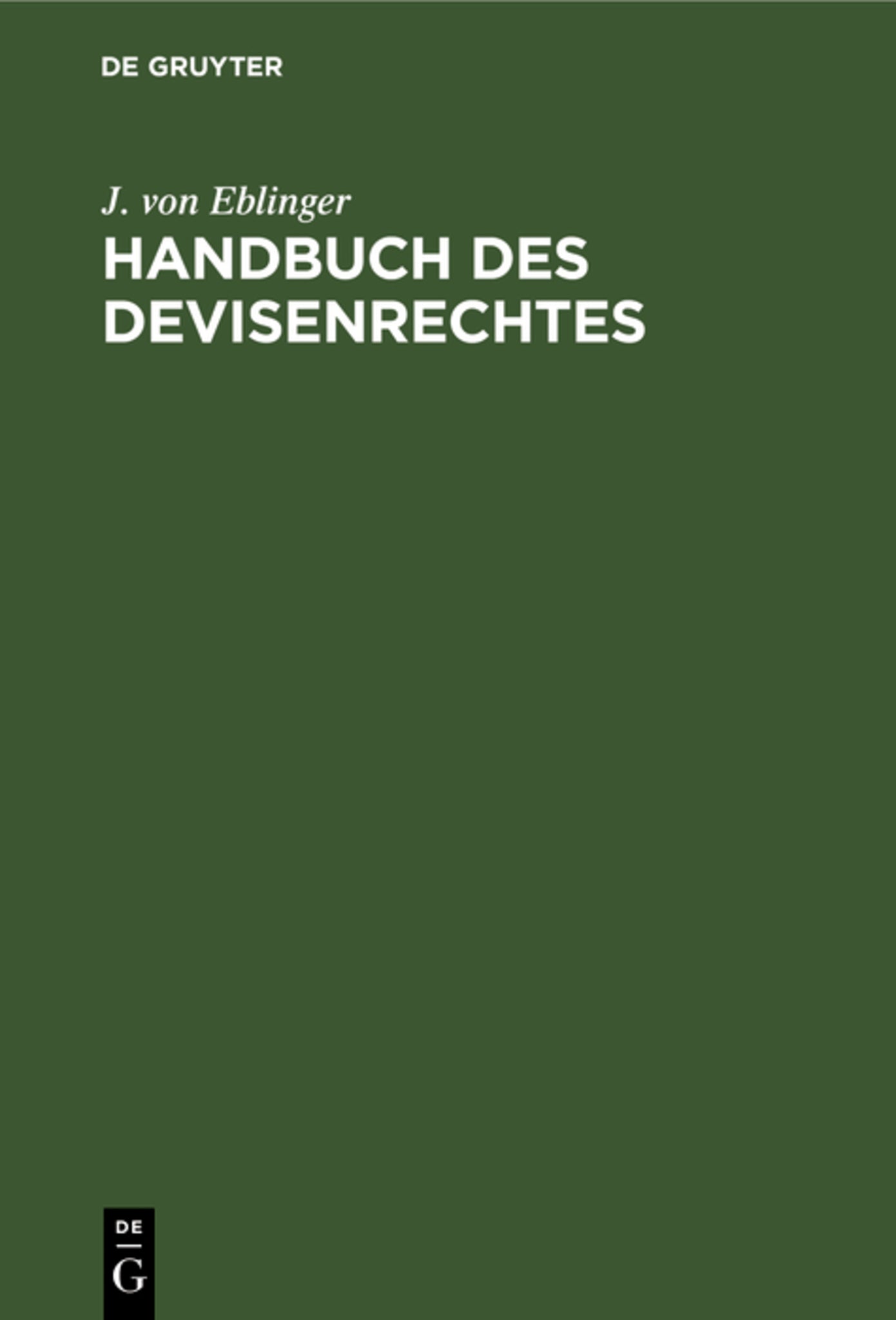 Cover image for Handbuch des Devisenrechtes ISBN 9783112516713