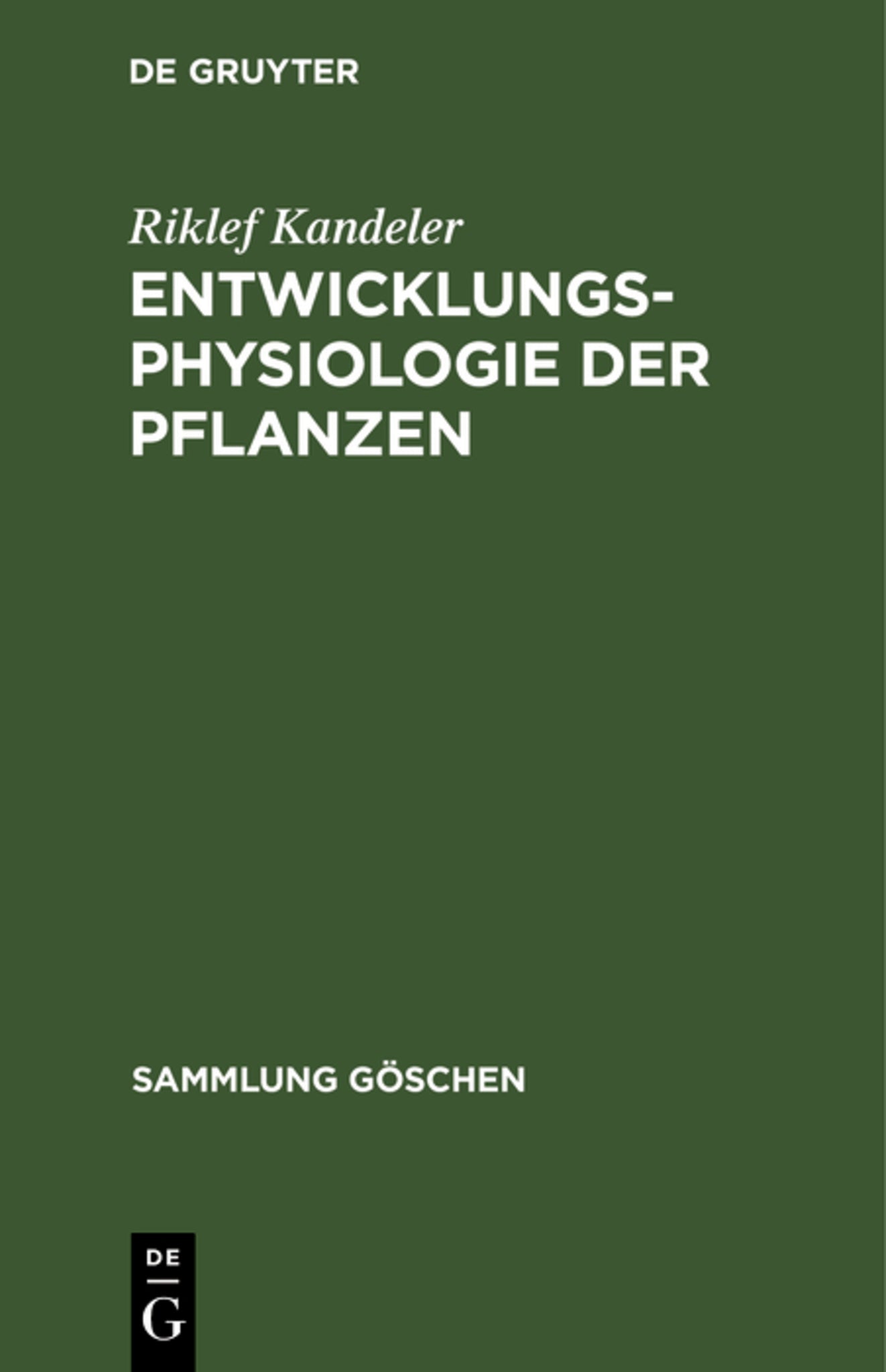 Cover image for Entwicklungsphysiologie der Pflanzen ISBN 9783110040517