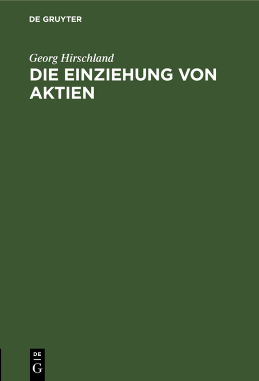 Die Einziehung von Aktien