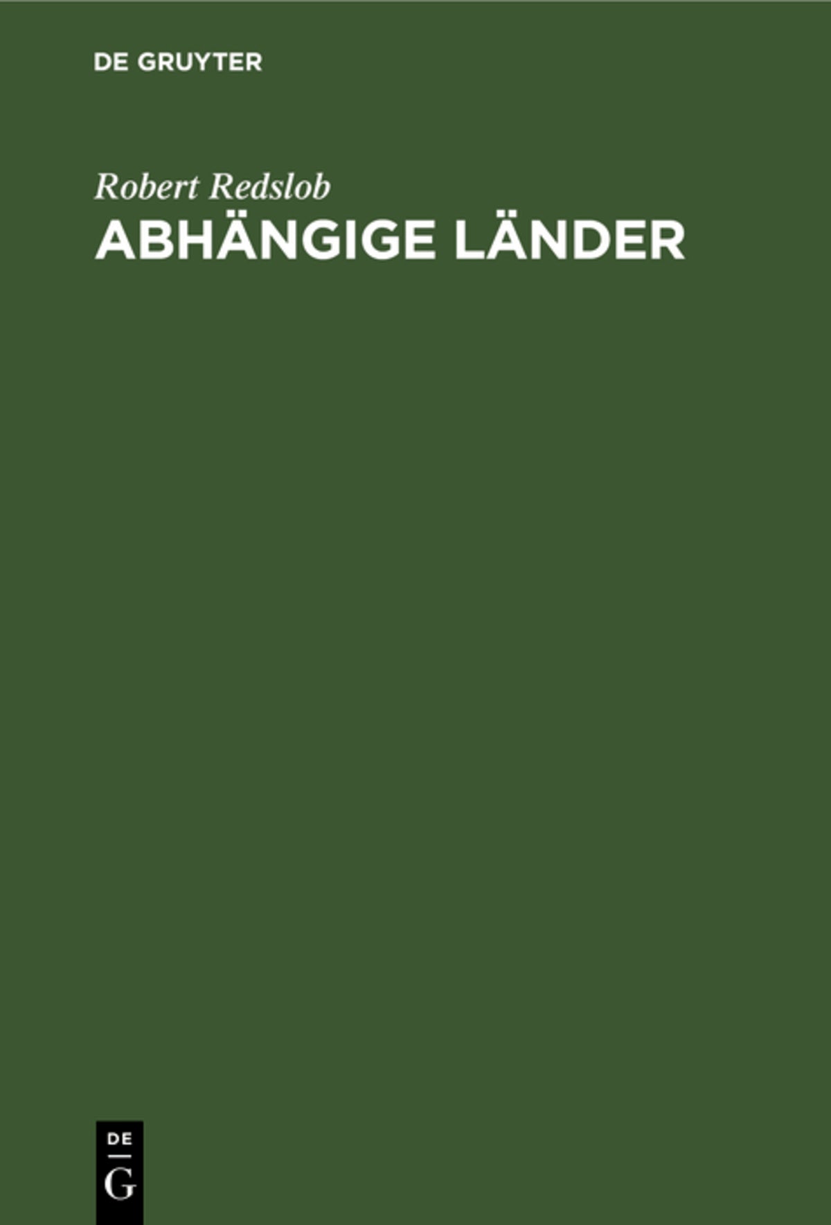 Cover image for Abhängige Länder ISBN 9783112365656