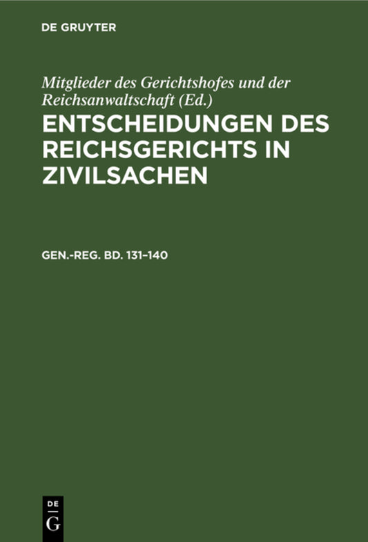 Generalregister zu Band 131 bis 140