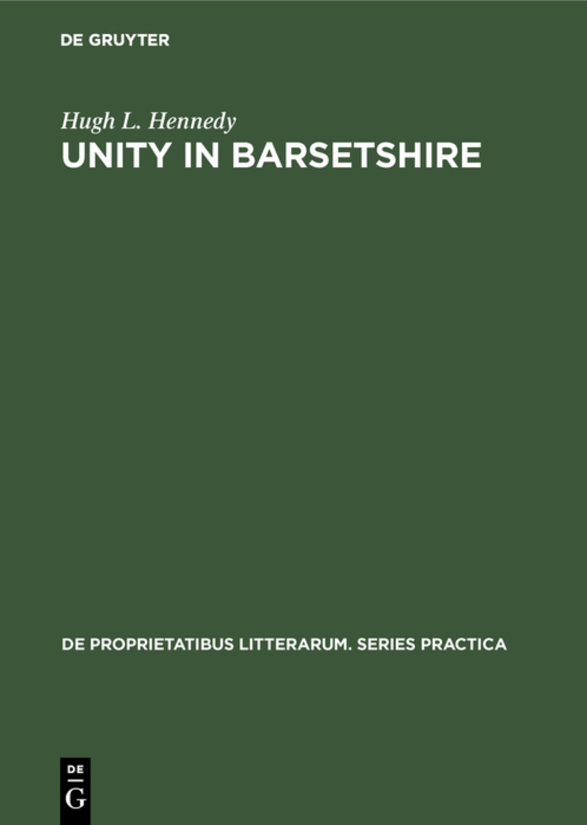 Cover image for Unity in Barsetshire ISBN 9783110992182