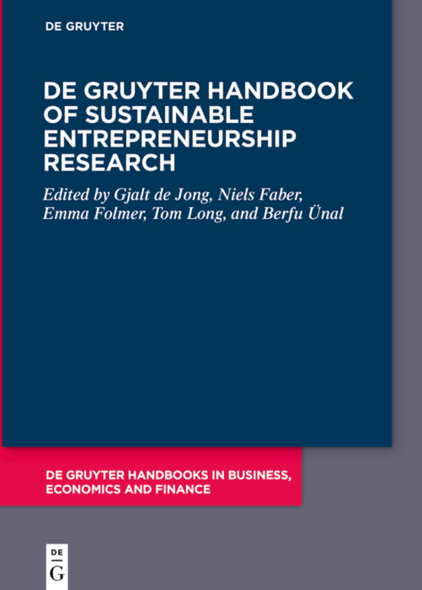 Cover image for De Gruyter Handbook of Sustainable Entrepreneurship Research ISBN 9783112213971