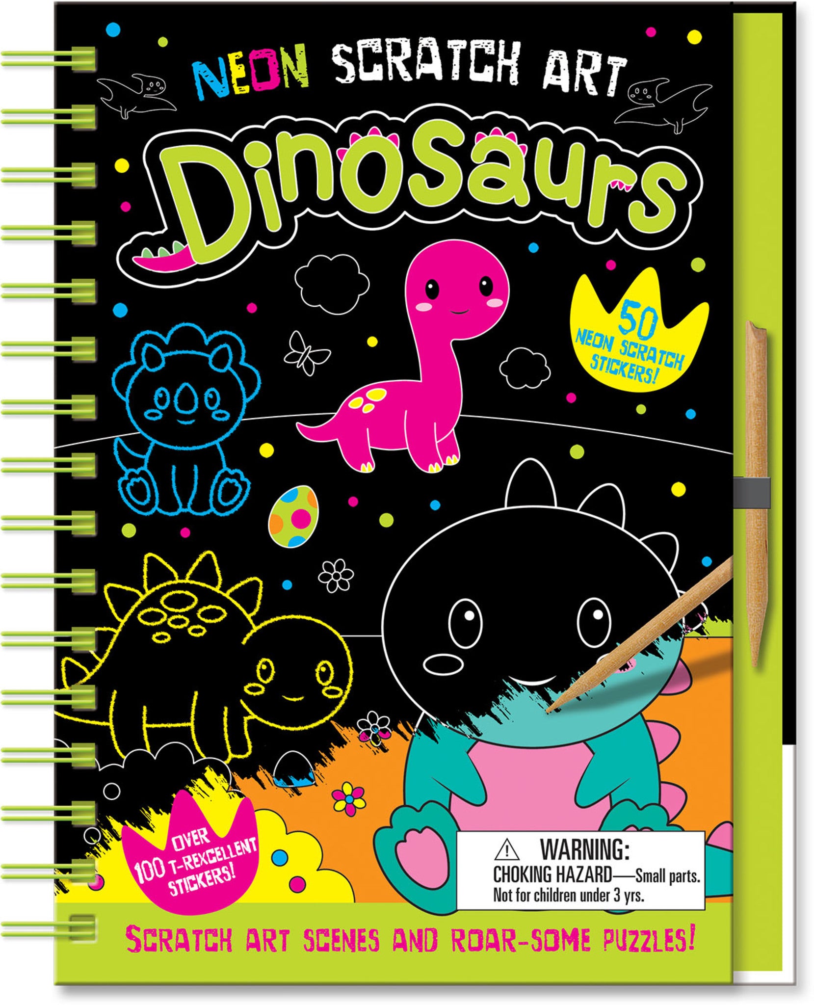 Neon Scratch Art Dinosaurs