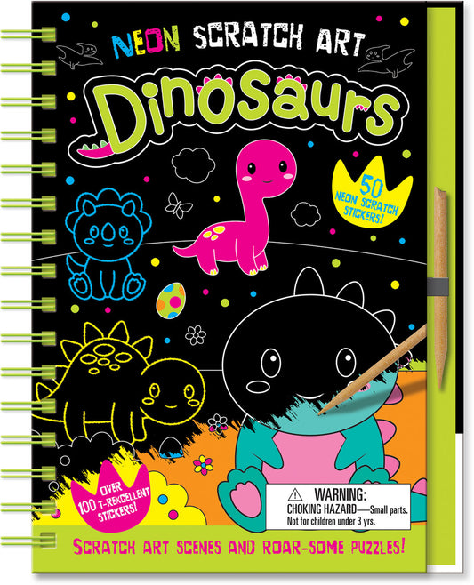 Neon Scratch Art Dinosaurs