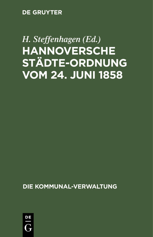 Hannoversche Städte-Ordnung vom 24. Juni 1858