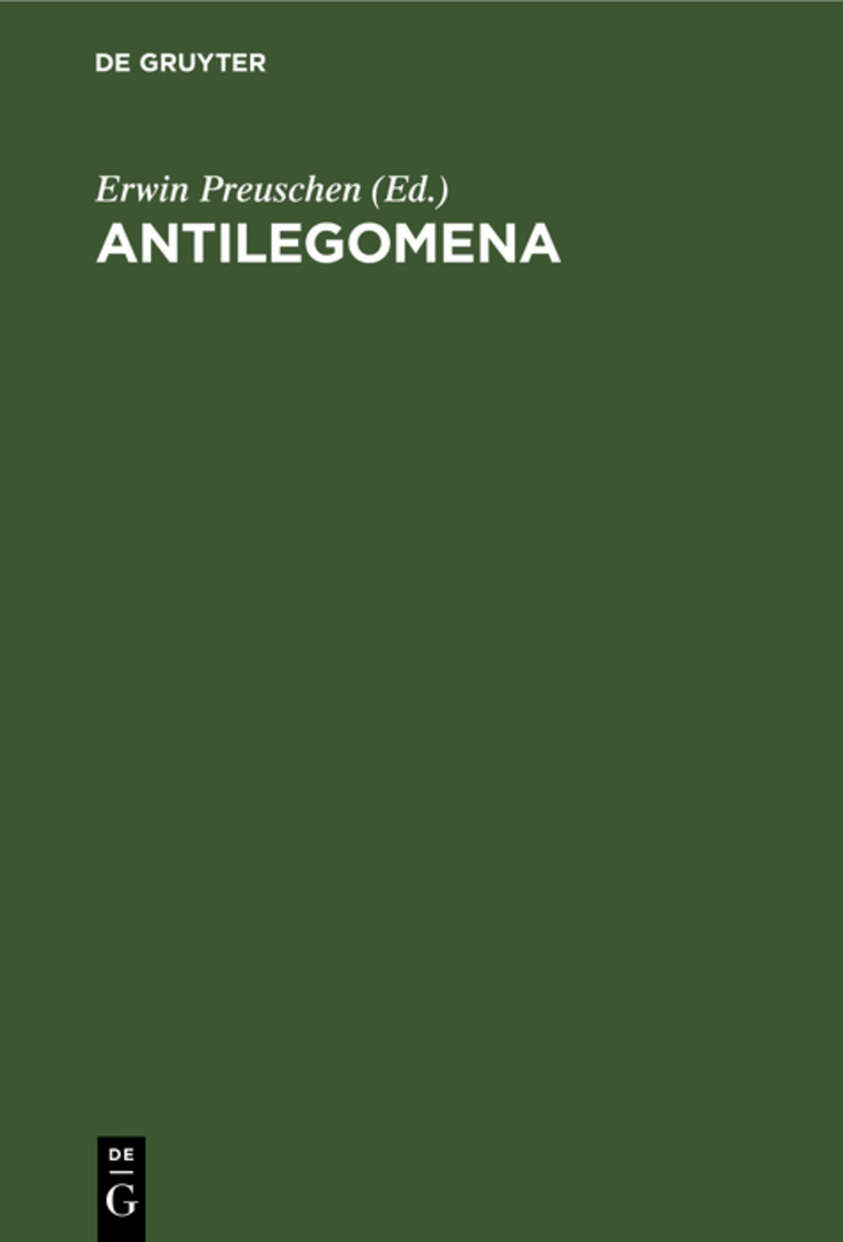 Cover image for Antilegomena ISBN 9783111200576