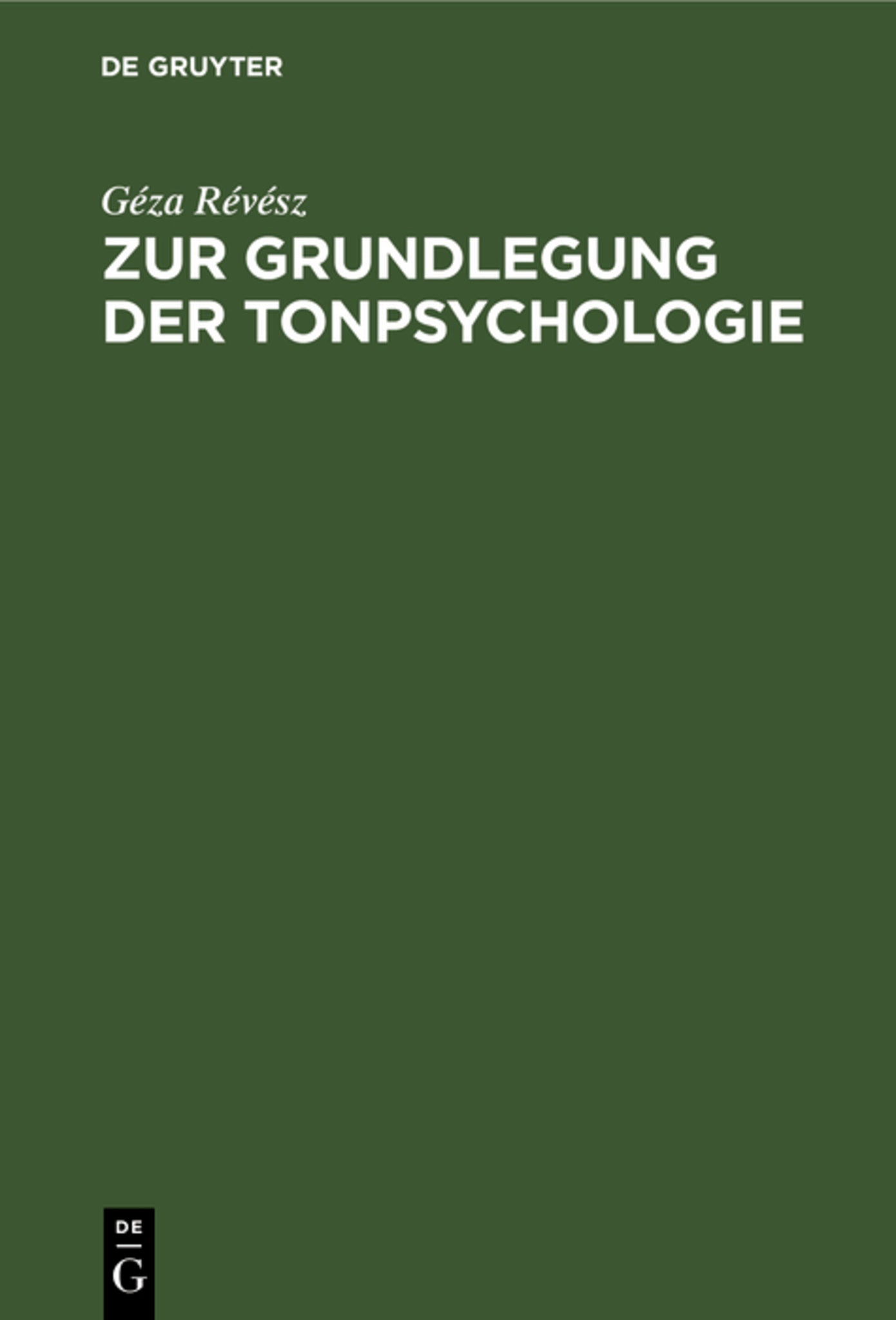 Cover image for Zur Grundlegung der Tonpsychologie ISBN 9783112515693