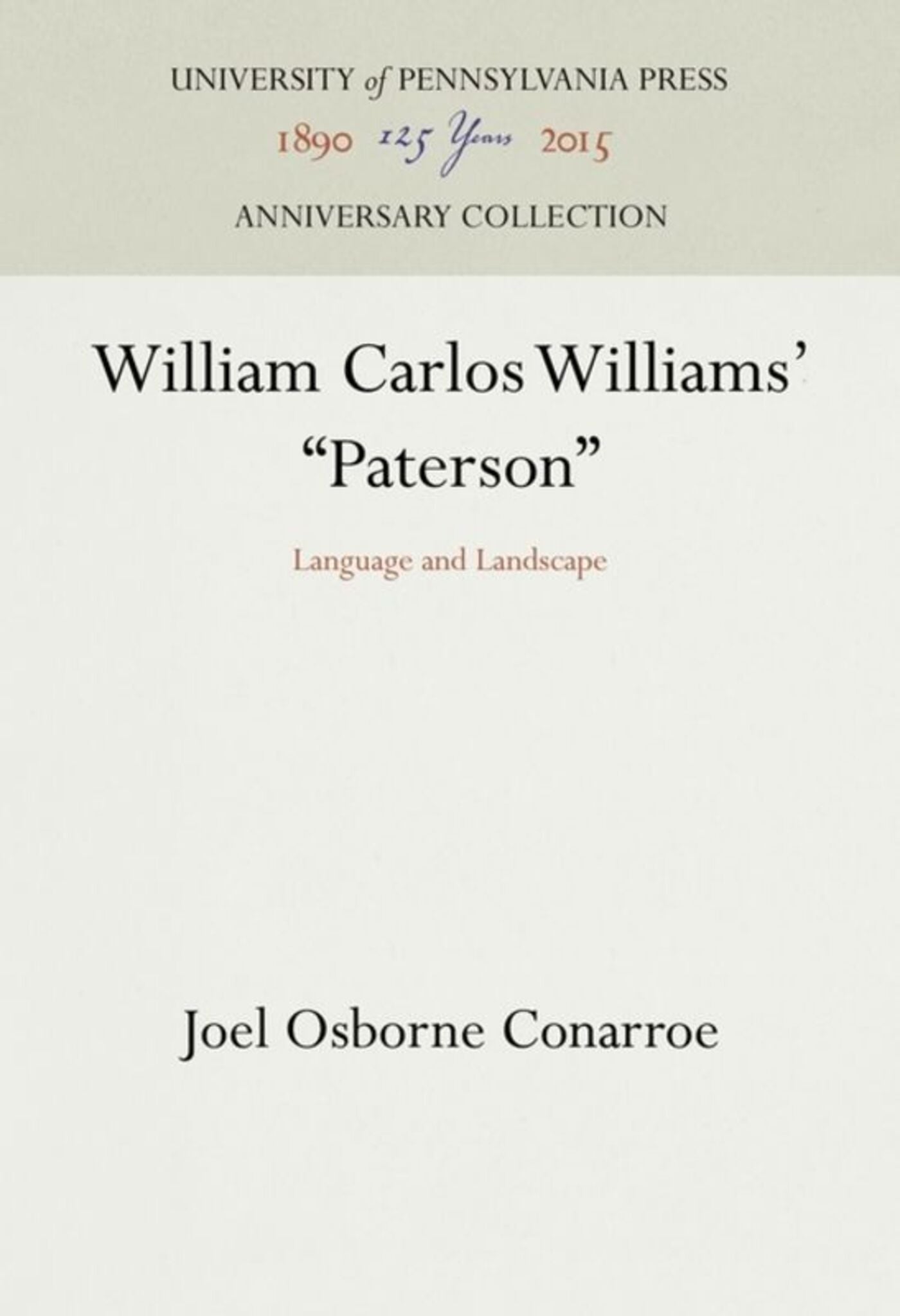 Cover image for William Carlos Williams' "Paterson" ISBN 9781512801361