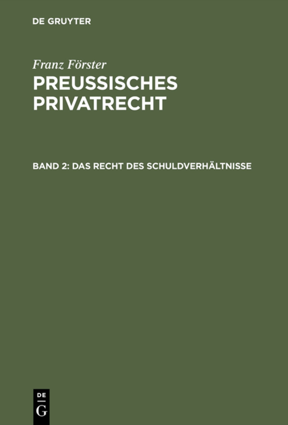 Cover image for Das Recht des Schuldverhältnisse ISBN 9783111217444