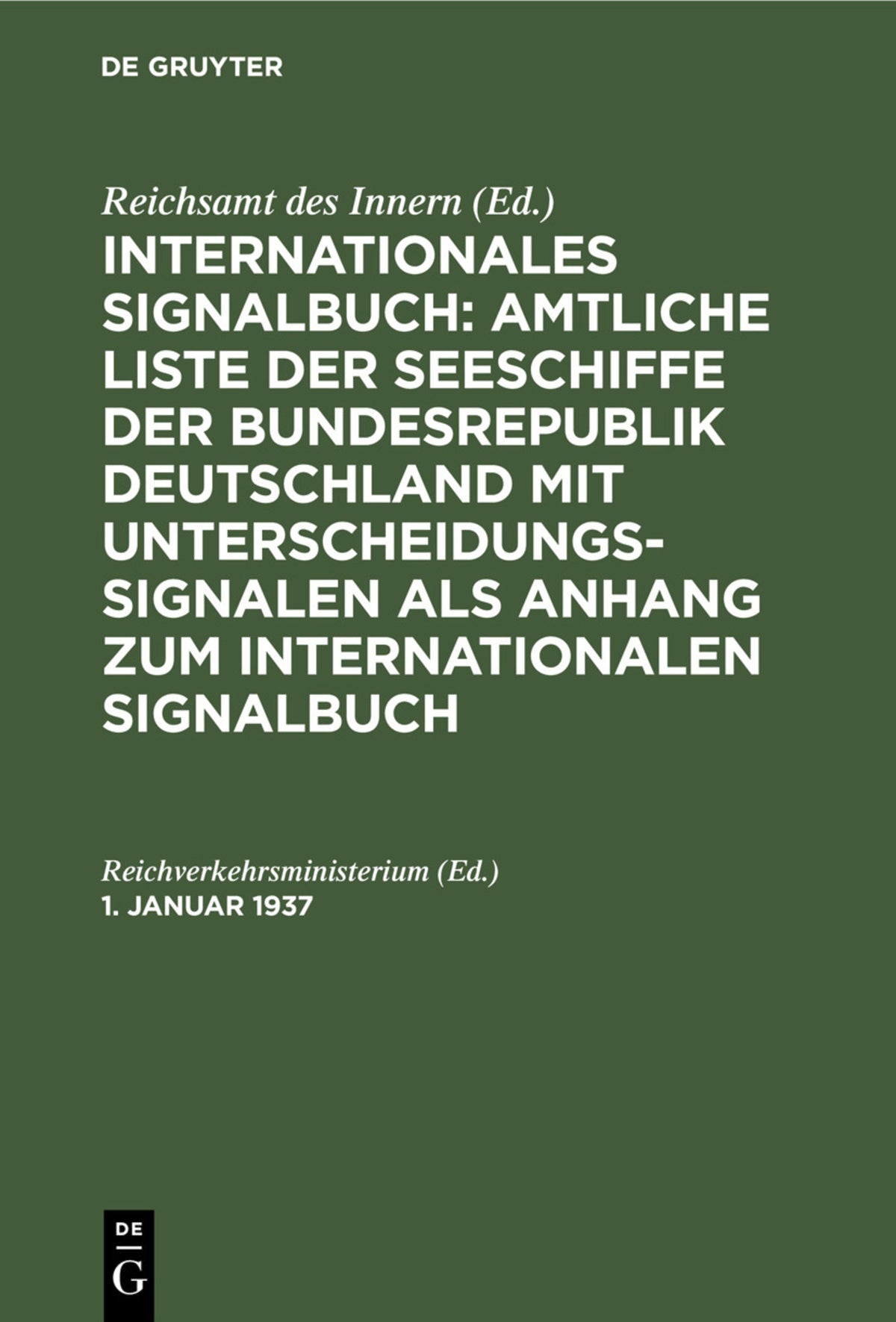 Cover image for 1. Januar 1937 ISBN 9783112412534