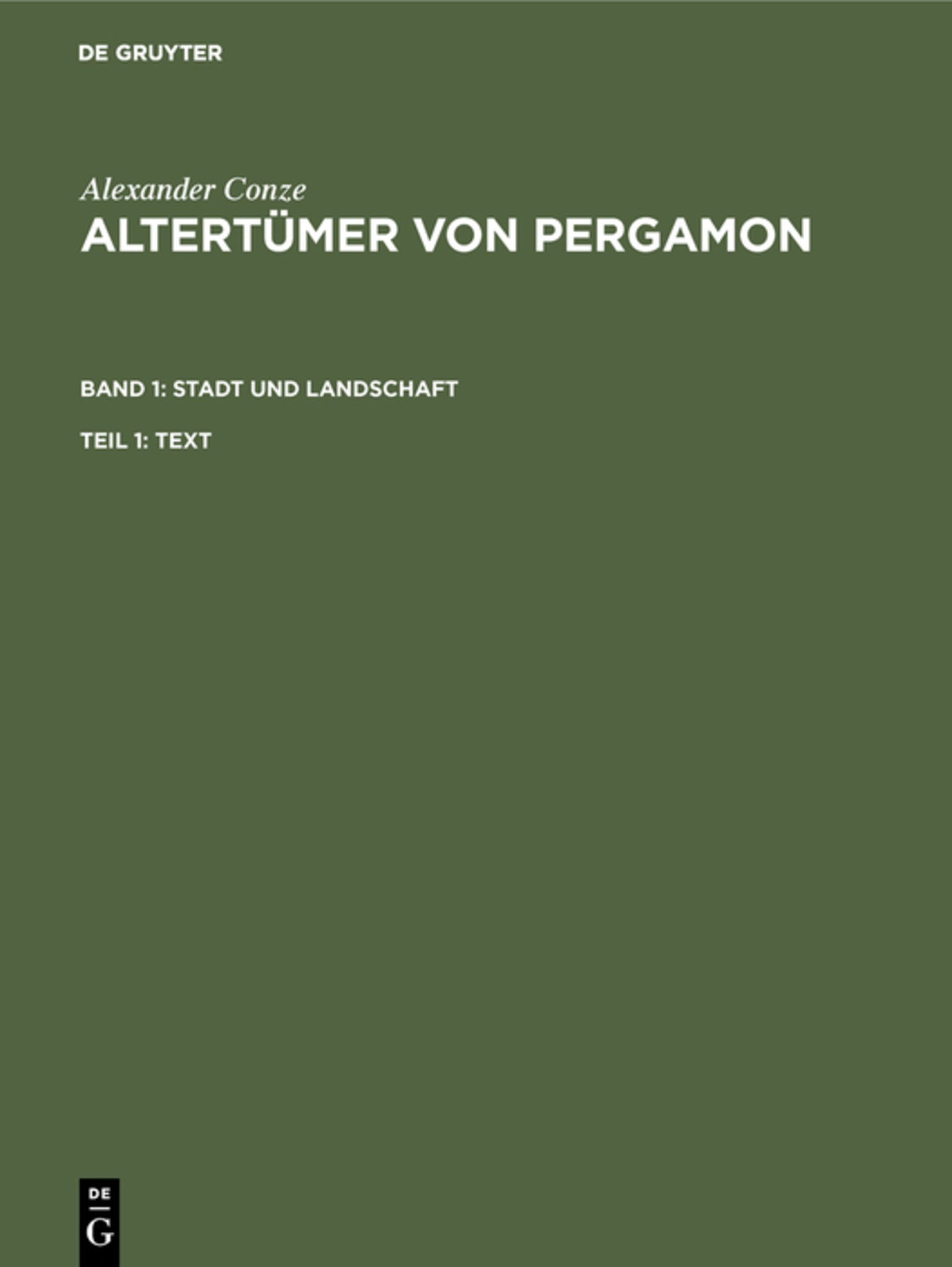Altertümer von Pergamon BD1 Stadt und Landschaften