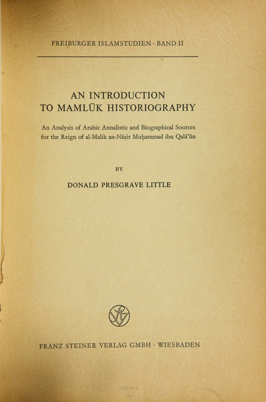 Introduction to Mamluk Historiograph