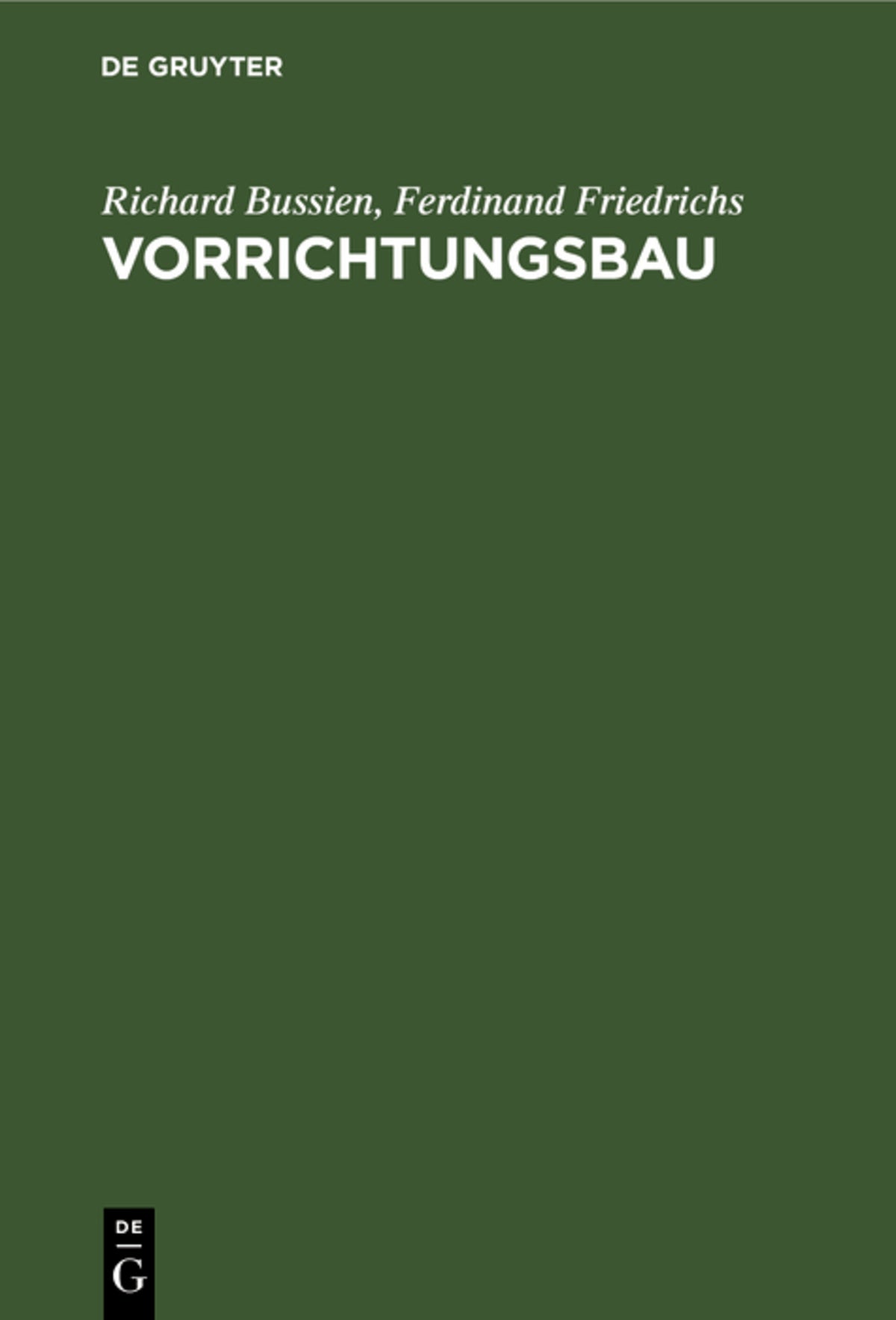 Cover image for Vorrichtungsbau ISBN 9783112458136