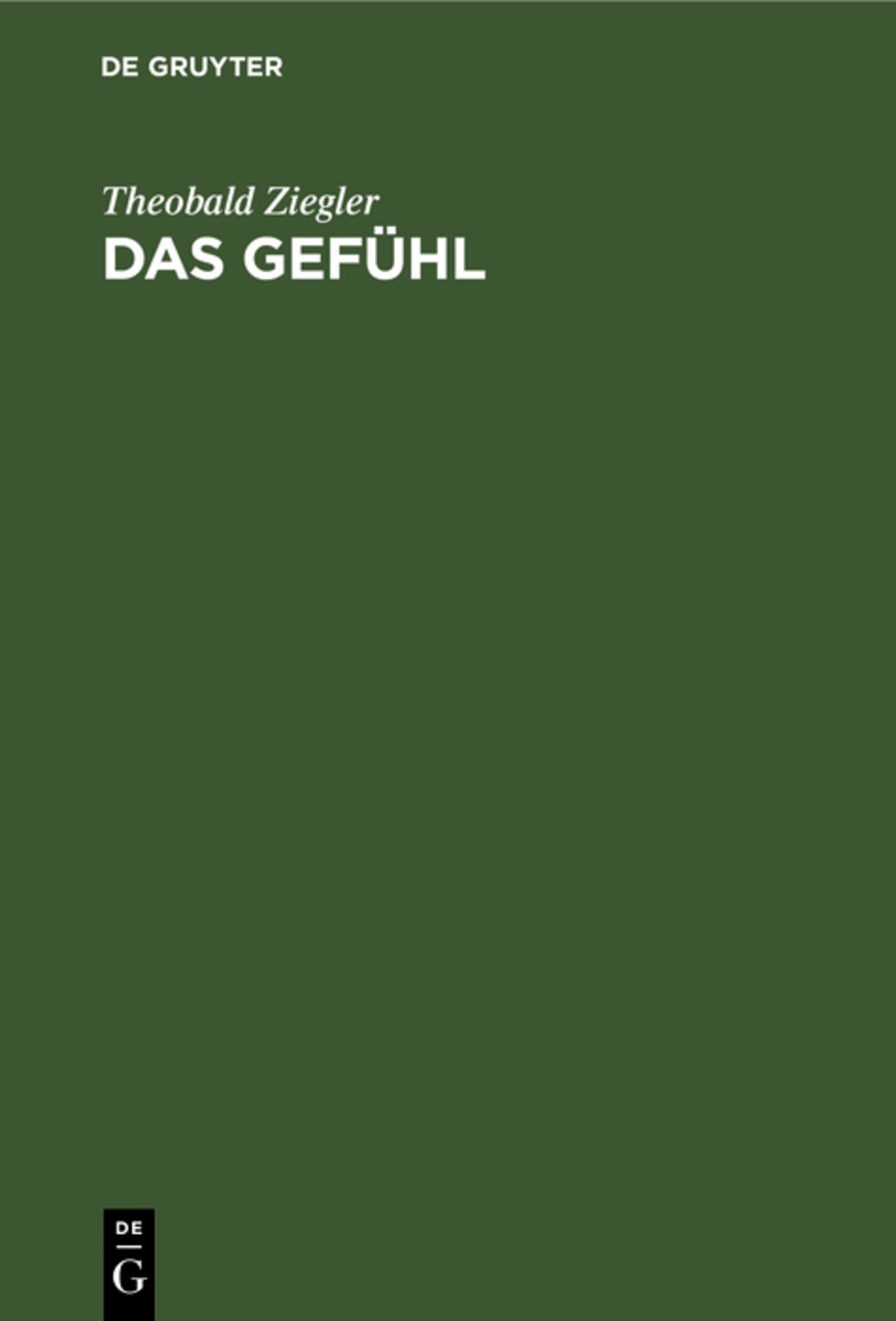 Cover image for Das Gefühl ISBN 9783111317380
