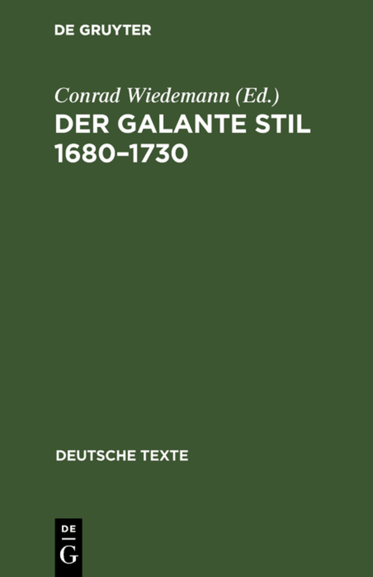 Cover image for Der galante Stil 1680–1730 ISBN 9783484190092