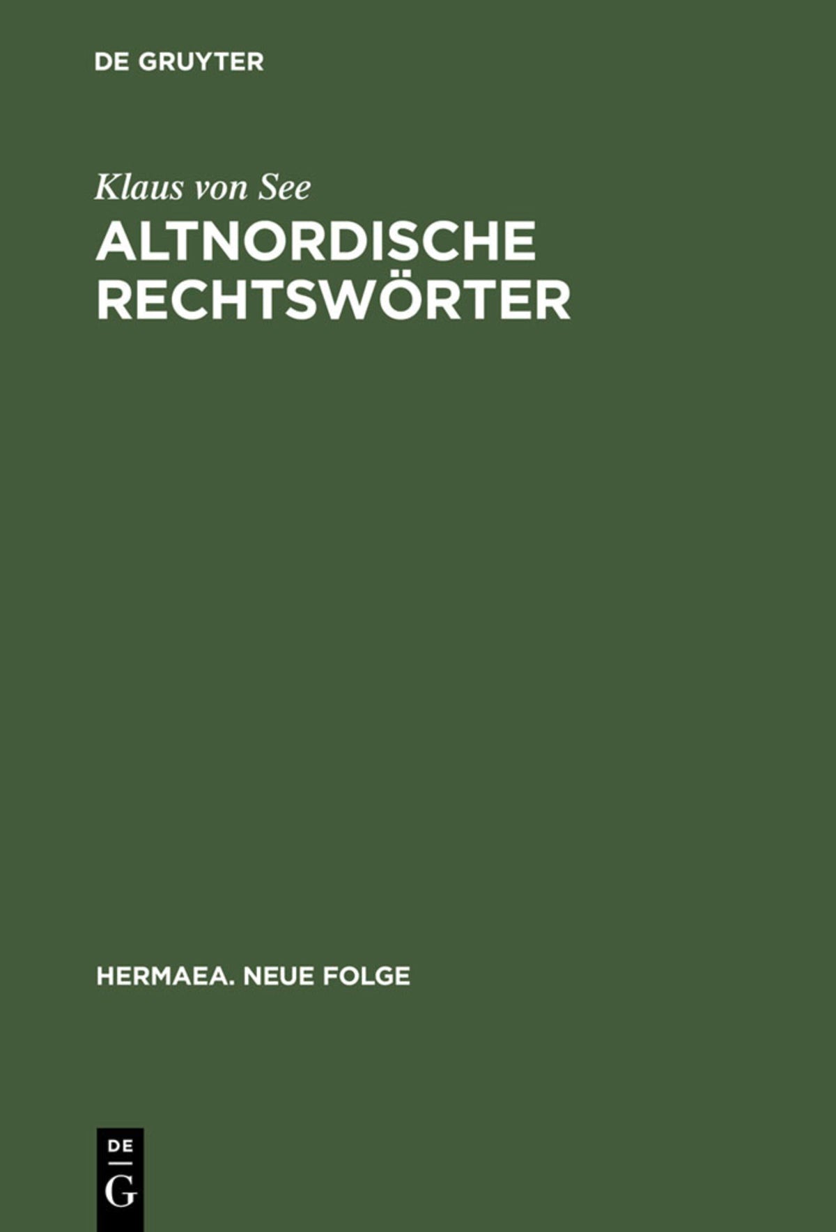 Cover image for Altnordische Rechtswörter ISBN 9783110995329