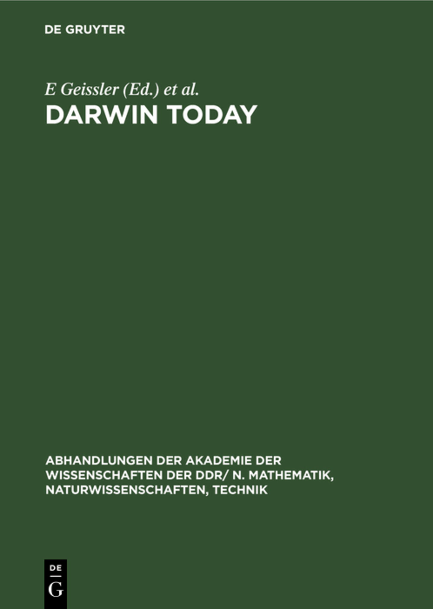 Cover image for Darwin today ISBN 9783112542293