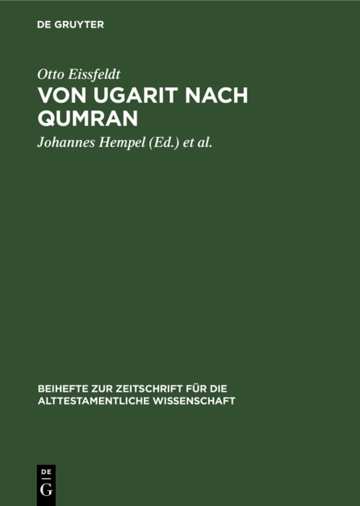 Cover image for Von Ugarit nach Qumran ISBN 9783112303856