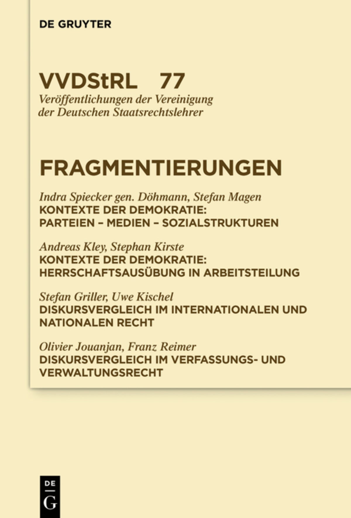 Cover image for Fragmentierungen ISBN 9783110579574