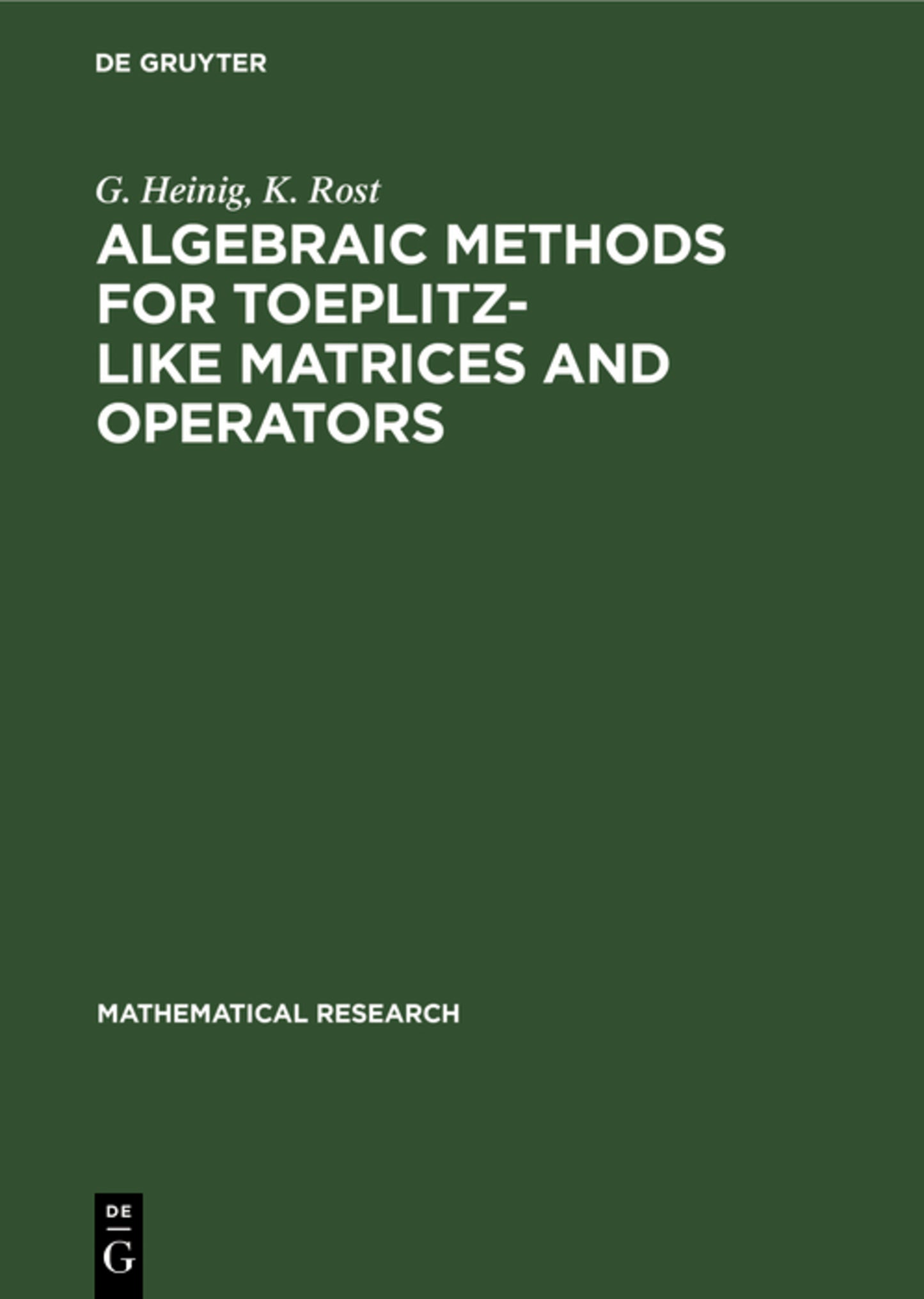 Algebraic Methods for Toeplitz-like Matrices and Operators